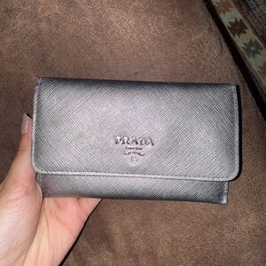 Prada Metallic Silver Women's Wallet